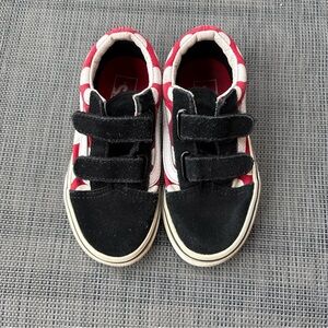 Vans Kids Black and Red Polkadot Velcro Sneakers, Size 11